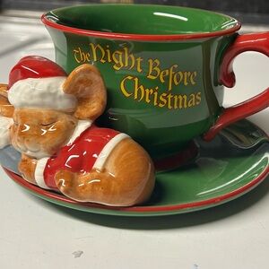 The Night Before Christmas Green and Red Cup with Mouse